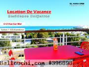 a louer appartement s+2 rz borjerras vue sur mer et pied dans l’eau à mahdia