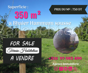 Réf 232 Terrain du 350 m² a Bhaier Hammam Sousse