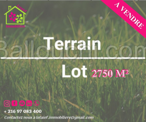 Un terrain du 2750 m² a Hotmain Kala kbira