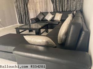 Salon noire cuir