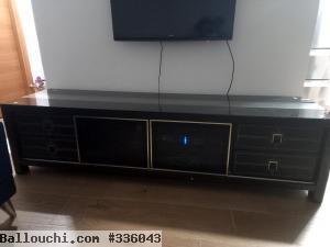 Meuble TV en bois et cuir
