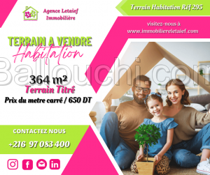 un lot de terrain de 364 m² à Hammam Sousse Ghriba