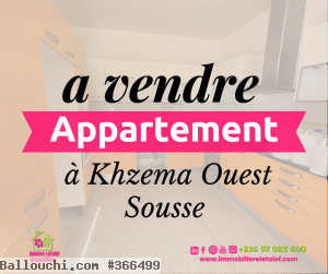 à vendre un appartement de type S+3 a khazema 