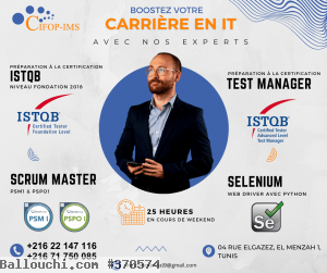 Formation ISTQB, Test Manager, Selenium, Scrum PSM1 & PSPO1