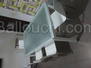 table cuisine verre et aluminium