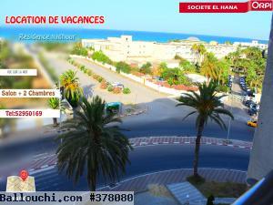 location de vacance Appartement s+2 Ennadhour vue sur mer et pieds dans l’eau
