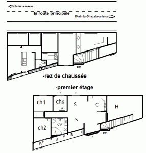 Maison s+3 sur la route principale de raoud avec 5 garage
