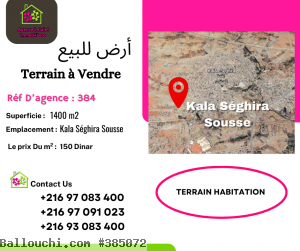 RéfTH383Terrainde456m2àHamadaHammamSousse